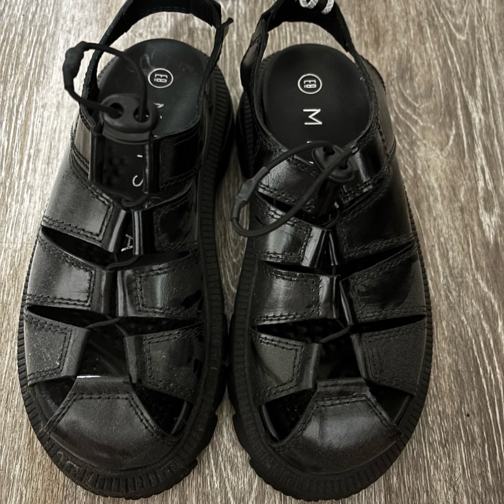 Miista Black Platform Sandals - EUNICE BLACK leather cut out SANDALS